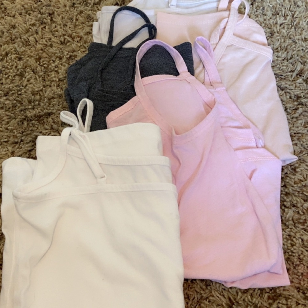 Set of Camisoles in Pink, White, and Gray